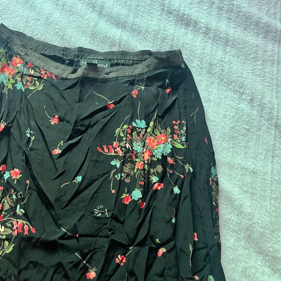 Carole Little Petites Womens Black Floral Print Wrap Midi Skirt Size 12P A-Line - Picture 3 of 11